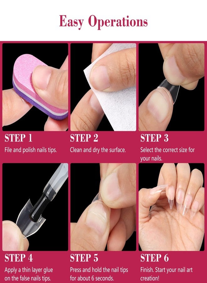 LIONVISON 500PCS Short Stiletto Nail Tips for Acrylic Nails Professional, Extra Short Clear False Nails French Tips Artificial Nail Extension for Manicure Nail Salon Supplies DIY Home,10 Sizes - Image 5
